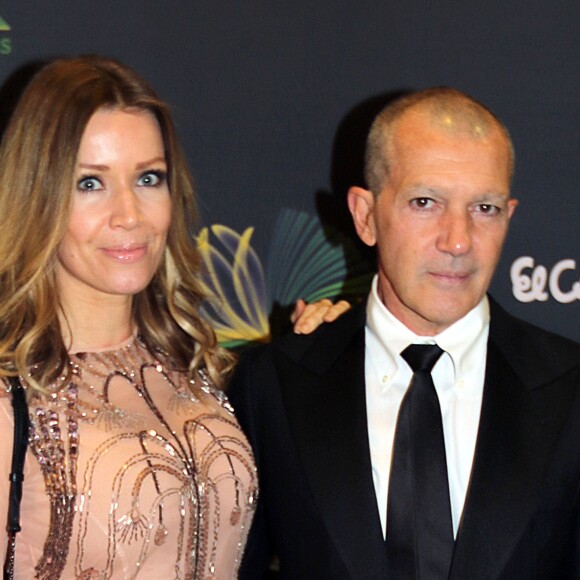 Antonio Banderas et sa compagne Nicole Kimpel lors du dîner caritatif pour la fondation "Lagrimas y Favores" à Malaga. Le 24 mars 2018