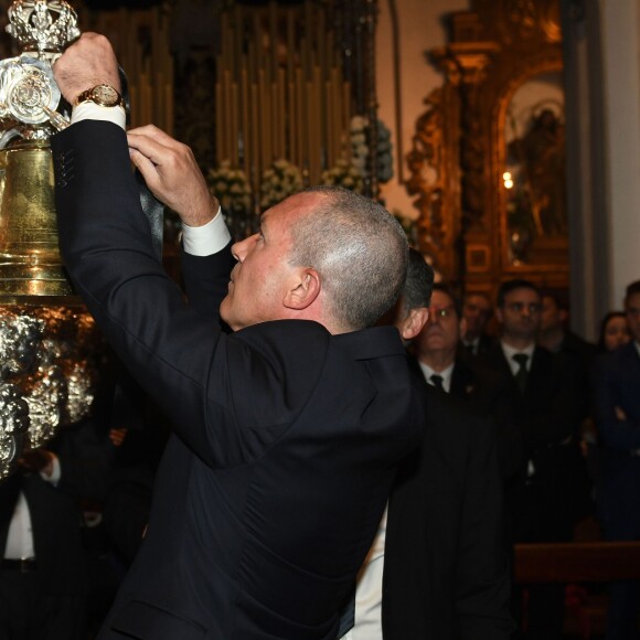 Antonio Banderas lors de la cérémonie "The lighting of candles of our Girl of San Juan" à Malaga. Le 24 mars 2018