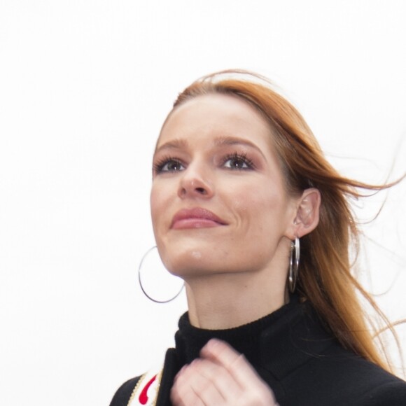 Maëva Coucke (Miss France 2018) - Miss France 2018, Miss France 2015, Miss France 2014, Miss France 2013 et Miss France 2010 participent à la course "Le Défi des Miss" lors du Grand Prix de France à Vincennes Hippodrome de Paris, France, le 11 février 2018. © Pierre Perusseau/Bestimage