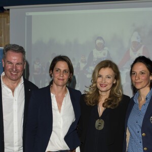 Exclusif - Thierry Jacob, Dr Amélie Paute, Valérie Trierweiler (ambassadrice du Raid) et Christelle Gauzet - Soirée du Finland Trophy (raid polaire 100% féminin) à l'ambassade de Finlande, à Paris, le 29 mars 2018. © Pierre Perusseau/Bestimage