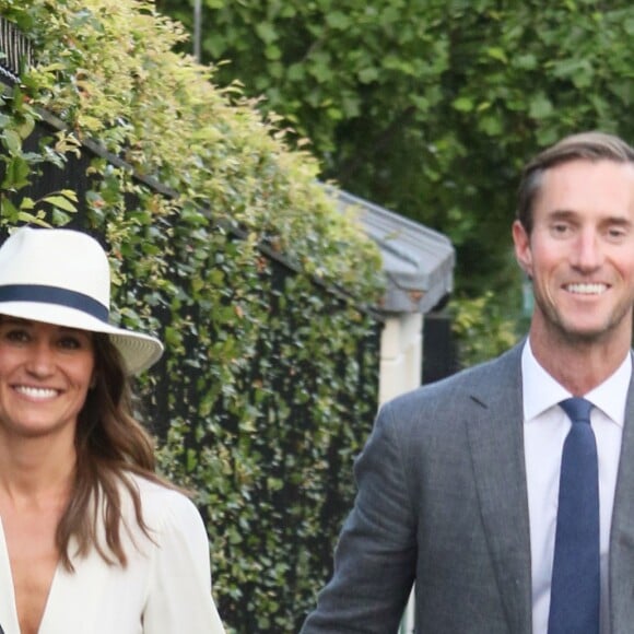 Pippa Middleton et son mari James Matthews à la sortie de Wimbledon à Londres, le 14 juillet 2017