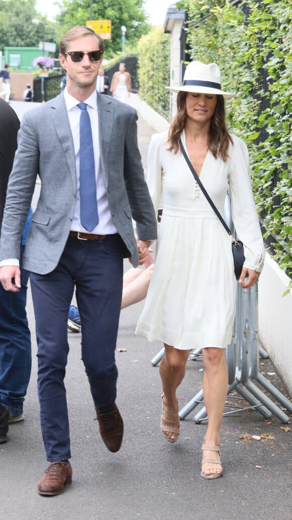 Pippa Middleton et son mari James Matthews à la sortie de Wimbledon à Londres, le 14 juillet 2017