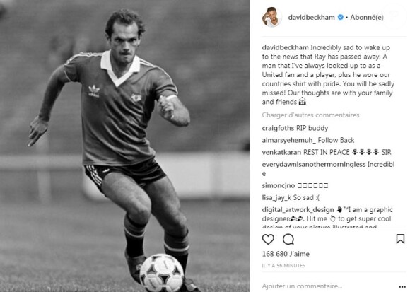 David Beckham rend hommage à Ray Wilkins sur Instagram le 4 avril 2018.