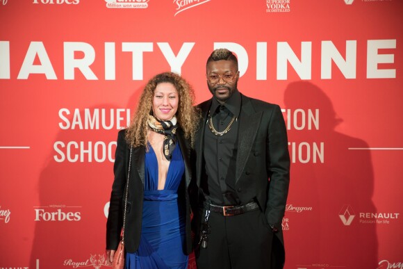 Djibril Cissé et une invitée - Dîner de charité pour la fondation Samuel Eto'o au Petit Palais à Paris, France, le 5 avril 2018. © Tiziano da Silva/Bestimage