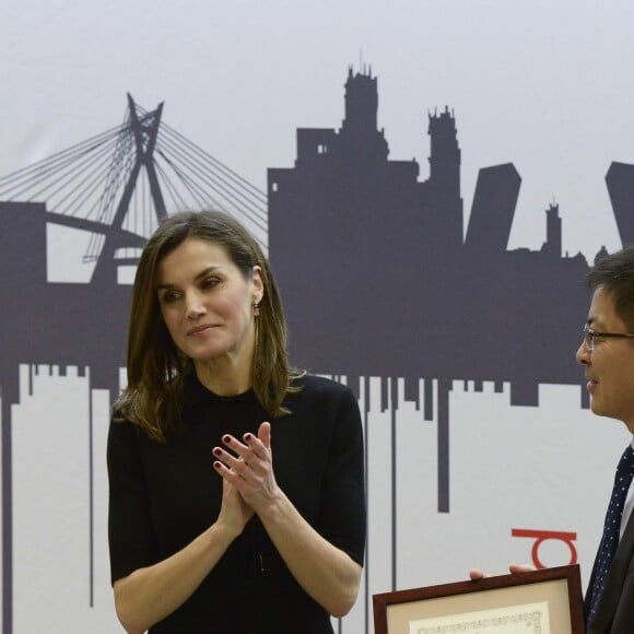 La reine Letizia d'Espagne lors de la remise des "International Friendship Awards" à Madrid le 9 avril 2018.