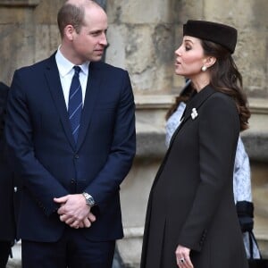 Le duc et la duchesse de Cambridge, enceinte de son troisième enfant, le 31 mars 2018 à la messe de Pâques à Windsor.