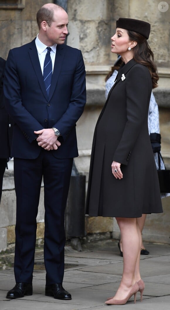 Le duc et la duchesse de Cambridge, enceinte de son troisième enfant, le 31 mars 2018 à la messe de Pâques à Windsor.