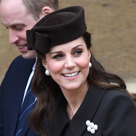 Le duc et la duchesse de Cambridge, enceinte de son troisième enfant, le 31 mars 2018 à la messe de Pâques à Windsor.