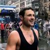 Dylan Efron au marathon de Boston, le 16 avril 2018