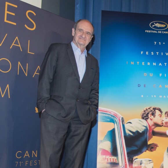Pierre Lescure et Thierry Frémaux lors de la conférence de presse du 71e Festival de Cannes au cinéma UGC Normandie à Paris, le 12 avril 2018. © Pierre Perusseau/Bestimage