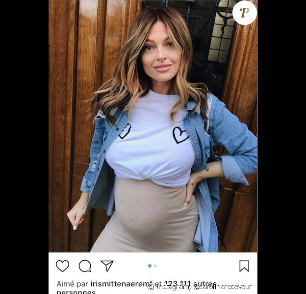 Caroline Receveur enceinte le 17 avril 2018. Non, elle n'a pas fait refaire ses lèvres !