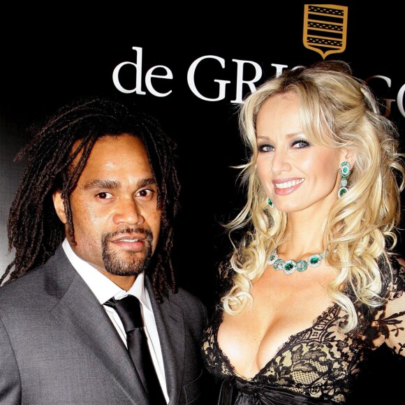 Christian et Adriana Karembeu - Soirée de présentation de la nouvelle collection de sacs De Grisogono à Gstaad, le 15 février 2008.