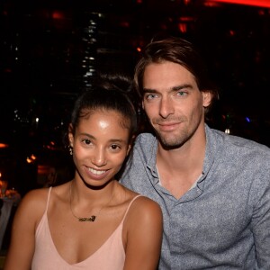 Exclusif - Camille Lacourt et Hajiba Fahmy à la soirée "D'pendanse" organisée au restaurant "La Gioia" au VIP Room à Paris, le 4 octobre 2017. © Rachid Bellack/Bestimage