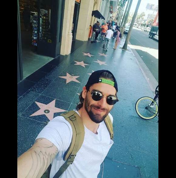 Camille Lacourt sur le Walk of Fame, à Hollywood. Instagram, le 20 avril 2018.