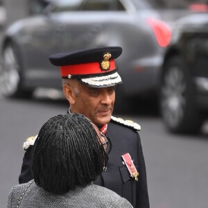 Le prince Harry et Meghan Markle à leur arrivée le 23 avril 2018 en l'église St Martin-in-the-fileds à Londres, à la cérémonie commémorant le 25e anniversaire de l'assassinat de Stephen Lawrence, victime à 18 ans d'un crime raciste.