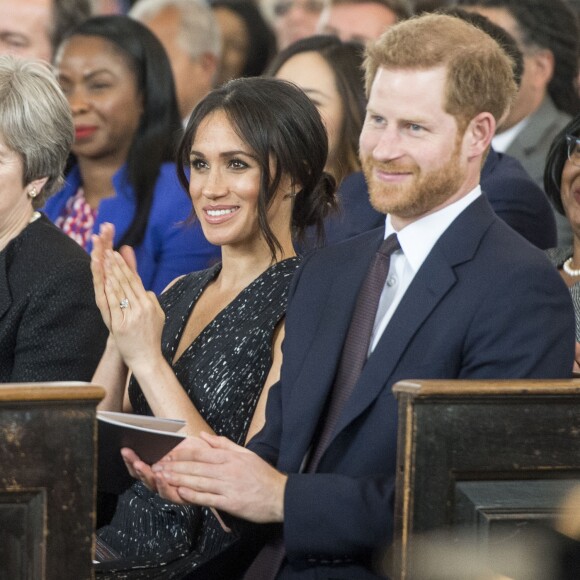 Le prince Harry et Meghan Markle ont assisté ensemble, le 23 avril 2018 en l'église St Martin-in-the-fileds à Londres, à la cérémonie commémorant le 25e anniversaire de l'assassinat de Stephen Lawrence, victime à 18 ans d'un crime raciste.