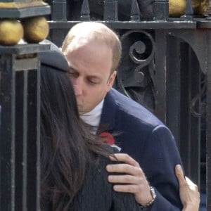 Le prince William, duc de Cambridge, assistait en compagnie du prince Harry et de Meghan Markle à la messe de commémoration de l'ANZAC Day en l'abbaye de Westminster à Londres le 25 avril 2018.