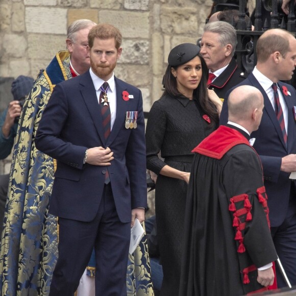 Le prince William, duc de Cambridge, assistait en compagnie du prince Harry et de Meghan Markle à la messe de commémoration de l'ANZAC Day en l'abbaye de Westminster à Londres le 25 avril 2018.