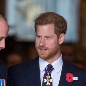 Le prince William, duc de Cambridge, assistait en compagnie du prince Harry et de Meghan Markle à la messe de commémoration de l'ANZAC Day en l'abbaye de Westminster à Londres le 25 avril 2018.