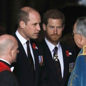 Le prince William, duc de Cambridge, assistait en compagnie du prince Harry et de Meghan Markle à la messe de commémoration de l'ANZAC Day en l'abbaye de Westminster à Londres le 25 avril 2018.