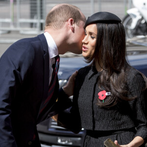 Le prince William, duc de Cambridge, assistait en compagnie du prince Harry et de Meghan Markle, qu'il a saluée très chaleureusement, à la messe de commémoration de l'ANZAC Day en l'abbaye de Westminster à Londres le 25 avril 2018.