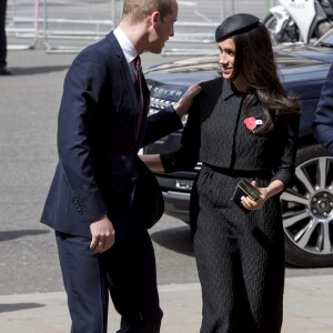 Le prince William, duc de Cambridge, assistait en compagnie du prince Harry et de Meghan Markle, qu'il a saluée très chaleureusement, à la messe de commémoration de l'ANZAC Day en l'abbaye de Westminster à Londres le 25 avril 2018.