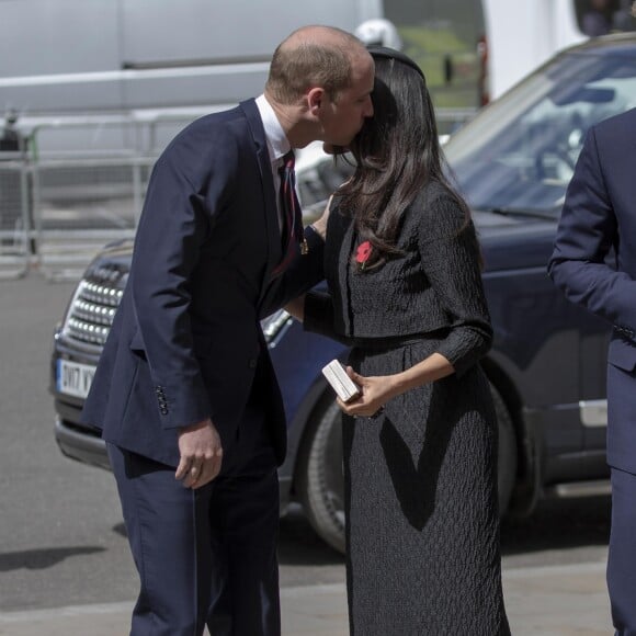 Le prince William, duc de Cambridge, assistait en compagnie du prince Harry et de Meghan Markle à la messe de commémoration de l'ANZAC Day en l'abbaye de Westminster à Londres le 25 avril 2018.