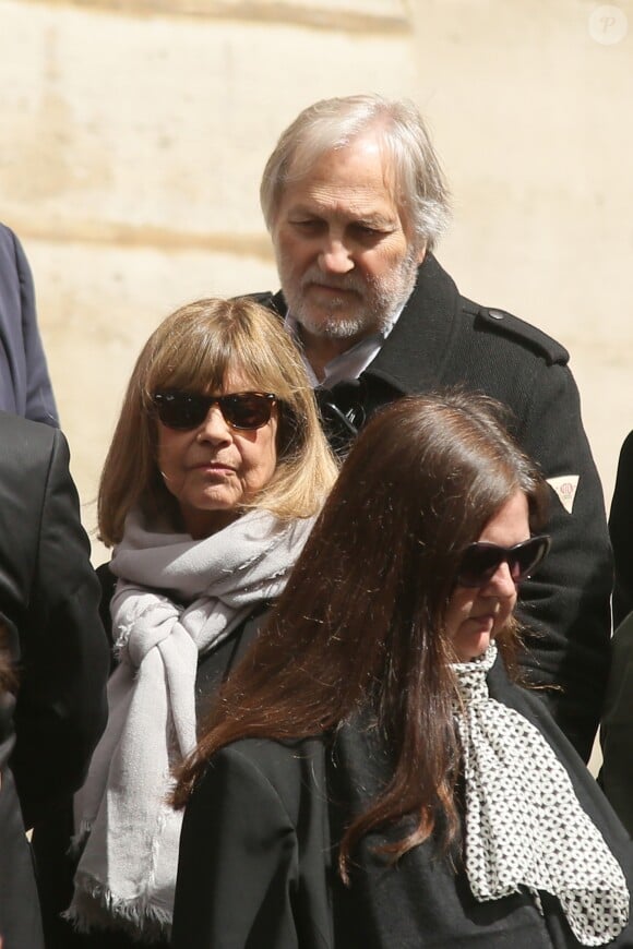 Chantal Goya et son mari Jean-Jacques Debout - Obsèques de la mère de Chantal Goya, Colette Dartiguenave De Guerre, en l'église Saint-Roch à Paris. Le 26 avril 2018.