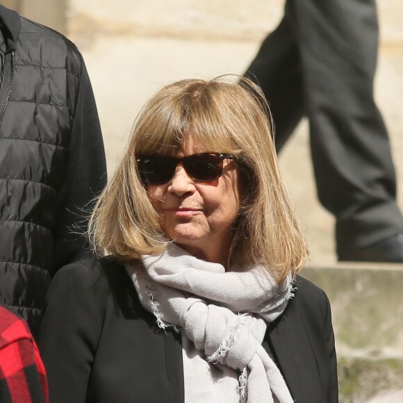 Chantal Goya - Obsèques de la mère de Chantal Goya, Colette Dartiguenave De Guerre, en l'église Saint-Roch à Paris. Le 26 avril 2018.