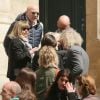Chantal Goya et son mari Jean-Jacques Debout, et des proches - Obsèques de la mère de Chantal Goya, Colette Dartiguenave De Guerre, en l'église Saint-Roch à Paris. Le 26 avril 2018.