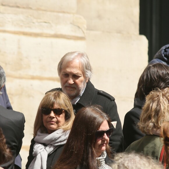 Chantal Goya et son mari Jean-Jacques Debout, et des proches - Obsèques de la mère de Chantal Goya, Colette Dartiguenave De Guerre, en l'église Saint-Roch à Paris. Le 26 avril 2018.