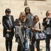 Clarisse Debout, fille de Chantal Goya et J.J.Debout, le petit-fils de C.Goya, Sanjay, et des proches - Obsèques de la mère de Chantal Goya, Colette Dartiguenave De Guerre, en l'église Saint-Roch à Paris. Le 26 avril 2018.