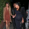 Kim Kardashian and fellow pregnant Chrissy Teigen get together with their husbands Kanye West and John Legend for a double date at Giorgio Baldi in Santa Monica, Los Angeles, CA, USA on November 21, 2015. The Hollywood couples looked to have much to talk about as both Kim and Chrissy are currently pregnant, Kim having her second as Chrissy about to have her first. Perhaps Kim had plenty to tell Chrissy on what to expect. Photo by GSI/ABACAPRESS.COM22/11/2015 - Los Angeles