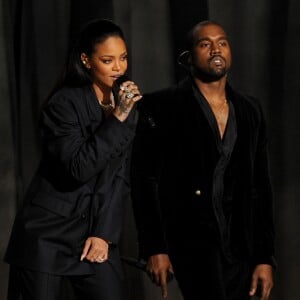 Kanye West (R) and Rihanna perform onstage at the 57th Annual Grammy Awards at Staples Center in Los Angeles, CA, USA, on February 8, 2015. Photo by Frank Micelotta/PictureGroup/ABACAPRESS.COM09/02/2015 - Los Angeles