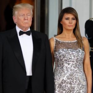 Le président américain Donald Trump et sa femme la Première Dame Melania Trump - Dîner en l'honneur du président de la République française et sa femme la première dame à la Maison Blanche à Washington, le 24 avril 2018. © Dominique Jacovides/Bestimage