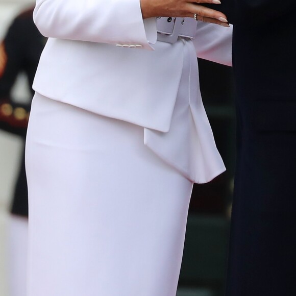Le président américain Donald Trump et sa femme la Première Dame Melania Trump - Le couple présidentiel américain accueille le couple présidentiel français à la Maison Blanche à Washington, le 24 avril 2018. © Dominique Jacovides/Bestimage