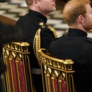 Le prince Harry avec son frère le prince William, duc de Cambridge, qui était son témoin, lors de son mariage avec Meghan Markle en la chapelle St George à Windsor le 19 mai 2018.