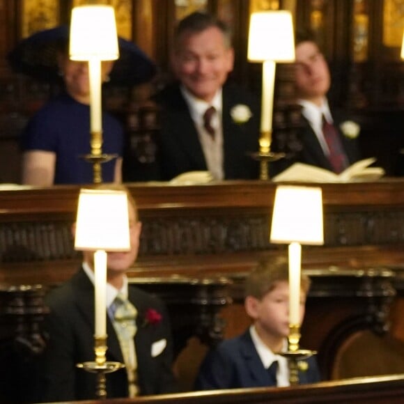 Le prince Harry avec son frère le prince William, duc de Cambridge, qui était son témoin, lors de son mariage avec Meghan Markle en la chapelle St George à Windsor le 19 mai 2018.