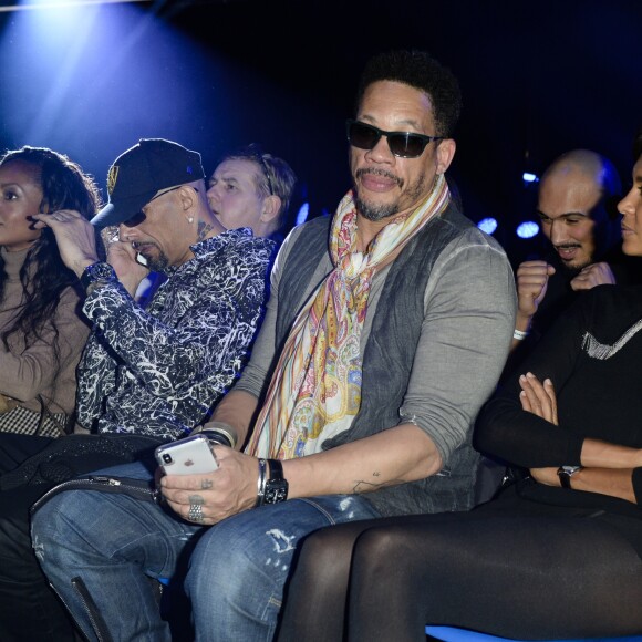 Didier Morville, dit JoeyStarr et sa compagne Karine Le Marchand au palais des sports de Paris le 7 avril 2018 © Pierre Perusseau / Bestimage