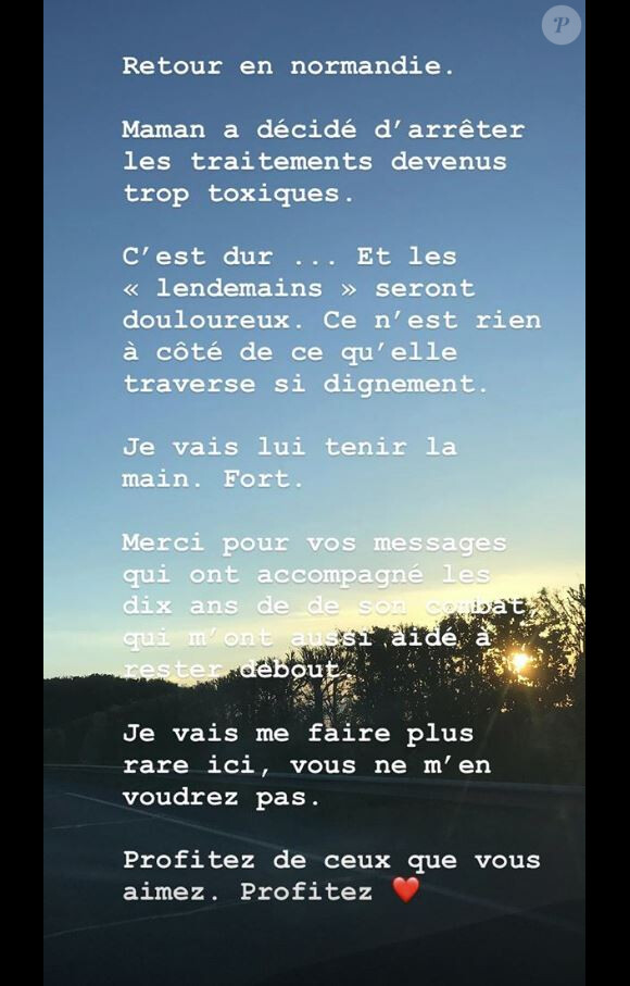 Mathieu Johann (Star Academy 4) donne des nouvelles peu rassurantes de sa mère malade, sur Instagram le 4 mai 2018.