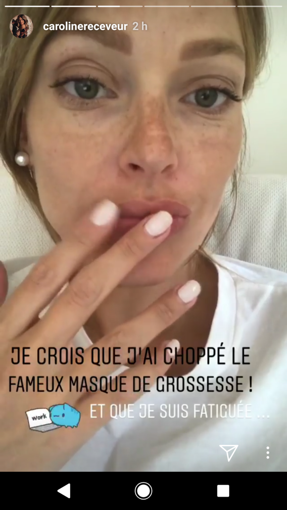 Caroline Receveur dévoile son masque de grossesse, 8 mai 2018, Instagram