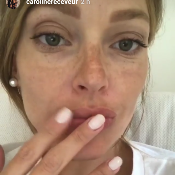 Caroline Receveur dévoile son masque de grossesse, 8 mai 2018, Instagram