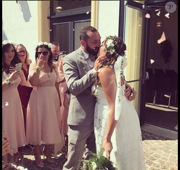 Tiffany et Justin de "Mariés au premier regard" le jour de leur mariage, 5 mai 2018