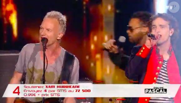 Xam Hurricane, Shaggy et Sting dans The Voice 7 sur TF1 le 12 mai 2018.