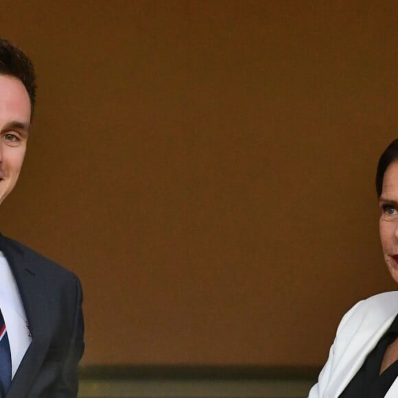 La princesse Stéphanie de Monaco a assisté avec son fils Louis Ducruet et son frère le prince Albert II de Monaco au match de Ligue 1 entre l'AS Monaco et l'AS Saint-Etienne le 12 mai 2018 au stade Louis-II, qui a vu les Monégasques s'imposer 1 à 0 grâce à un but dans les arrêts de jeu. © Bruno Bebert/Bestimage