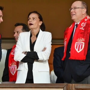 La princesse Stéphanie de Monaco a assisté avec son fils Louis Ducruet et son frère le prince Albert II de Monaco au match de Ligue 1 entre l'AS Monaco et l'AS Saint-Etienne le 12 mai 2018 au stade Louis-II, qui a vu les Monégasques s'imposer 1 à 0 grâce à un but dans les arrêts de jeu. © Bruno Bebert/Bestimage