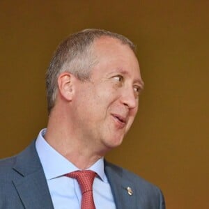 Le prince Albert II de Monaco avec Vadim Vasilyev au match de Ligue 1 entre l'AS Monaco et l'AS Saint-Etienne le 12 mai 2018 au stade Louis-II, qui a vu les Monégasques s'imposer 1 à 0 grâce à un but dans les arrêts de jeu. © Bruno Bebert/Bestimage