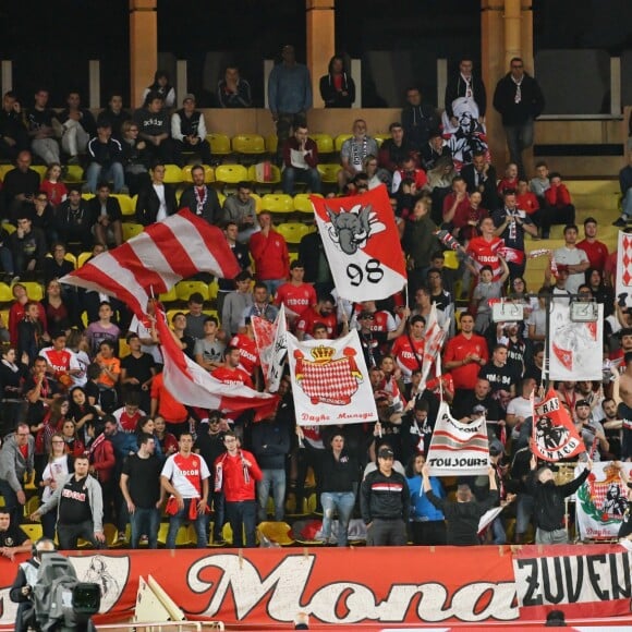 La princesse Stéphanie de Monaco a assisté avec son fils Louis Ducruet et son frère le prince Albert II de Monaco au match de Ligue 1 entre l'AS Monaco et l'AS Saint-Etienne le 12 mai 2018 au stade Louis-II, qui a vu les Monégasques s'imposer 1 à 0 grâce à un but dans les arrêts de jeu. © Bruno Bebert/Bestimage