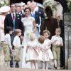 Le prince George de Cambridge, "pageboy", et la princesse Charlotte, "flower girl", au mariage de Pippa Middleton et James Matthews le 20 mai 2017 à Englefield dans le Berkshire.
