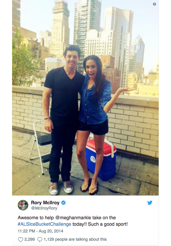 Meghan Markle avec Rory McIlroy en 2014 sur Twitter pour le Bucket Challenge.
